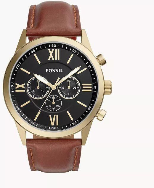 Fossil Flynn Chronograph Brown Leather Men Watch BQ2261 (Dial Size: 48mm. This is a Large Watch)