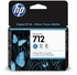 HP 712 Cyan Ink Cartridge, 3Ed67A