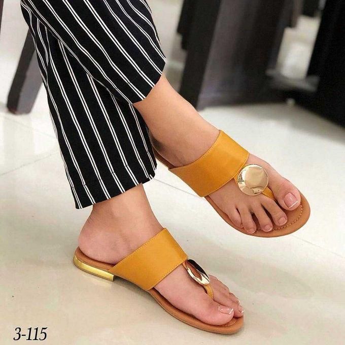 Ladies Casual Slippers-Yellow
