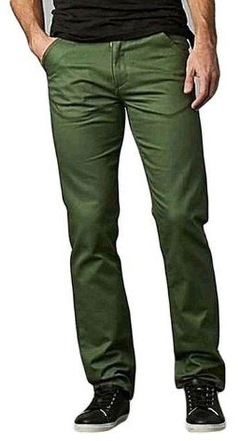 Fashion Soft Khaki Men's Trouser Stretch Slim Fit Casual-jungle Green