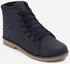 Genuine High Neck Leather Sneakers - Navy Blue
