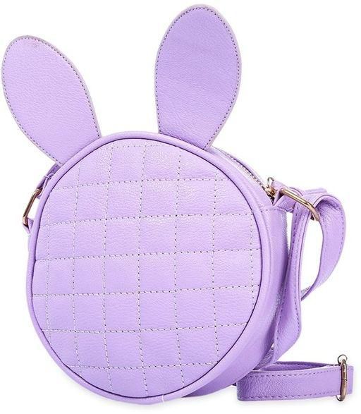 Fashion Rabbit Ears Round Embroidered Single Shoulder Female Bag - Purple