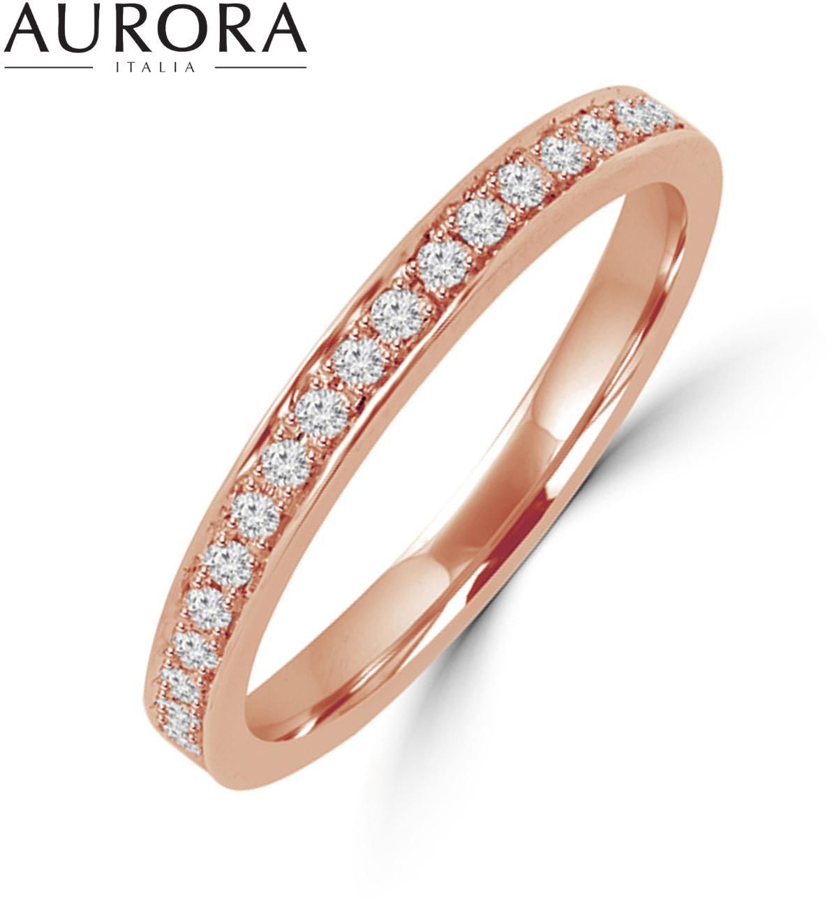 Auroses Channel Eternity Ring 925 Sterling Silver 18K Rose Gold Plated