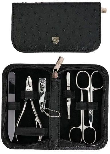 6-Piece Manicure Pedicure Grooming Set With Case Black/Silver