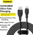 Baseus 100W USB A To USB C Charger Cable,(1.2M) 6A PD Fast Charging Data Cable Type C Cable For iPhone 15/15 Plus/15 Pro Max/MacBook Pro Samsung S22/21/20/Note20 And All Type-C Mobile Phone Black