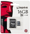بطاقة الذاكرة كينجستون 16 جيجا مايكرو اس دي اتش سي كلاس 4 مع ادابتر - SDC4/16GB