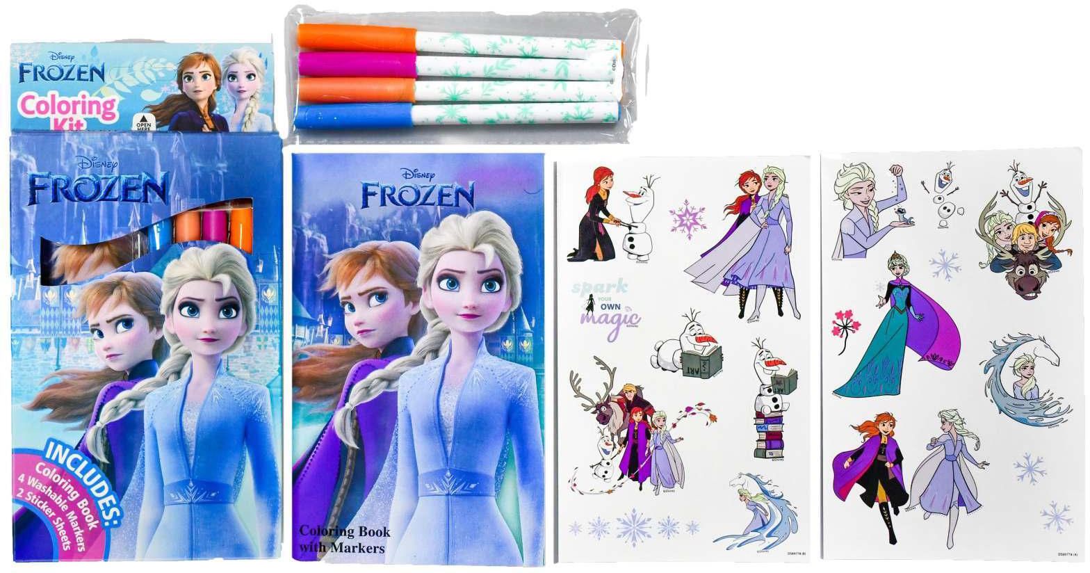 Disney Frozen Colouring Kit With Colouring Book, 4 Washable Markers And 2 Sticker Sheets