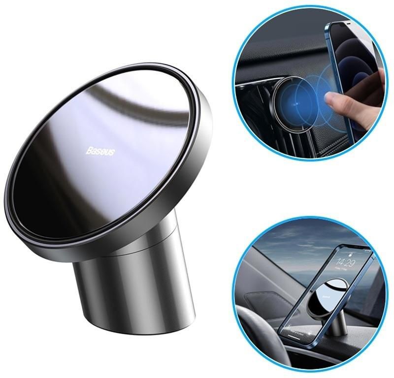 Baseus 2-in-1 Magnetic Car Holder for iPhone 12/13 Series Air Vent &amp; Dashboard Mount Black