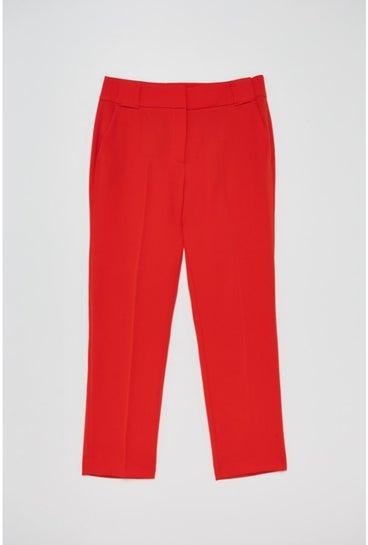 Casual Color Suit High Rise Plain Trousers Red