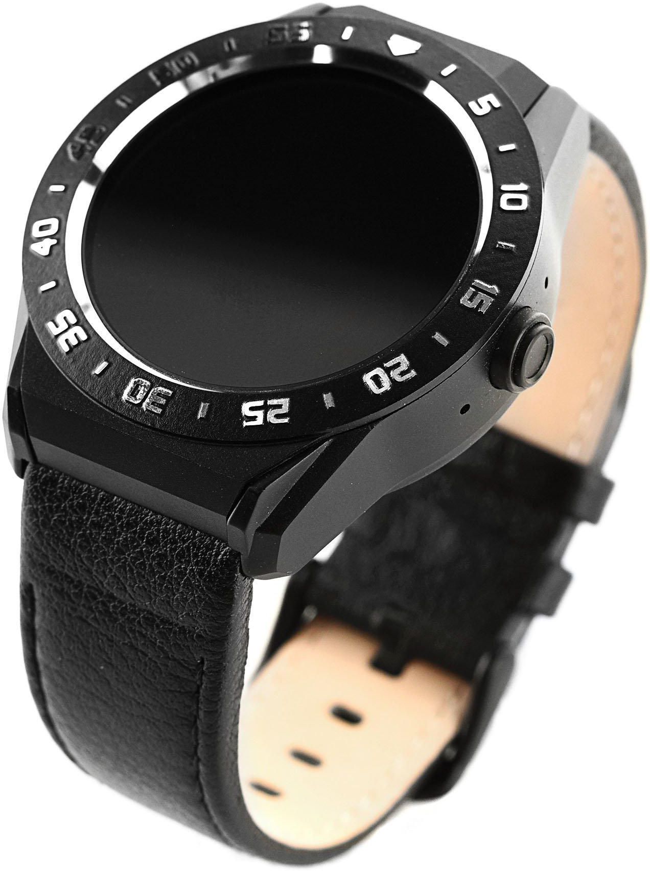 Smart watch R9 black metal leather bracelet