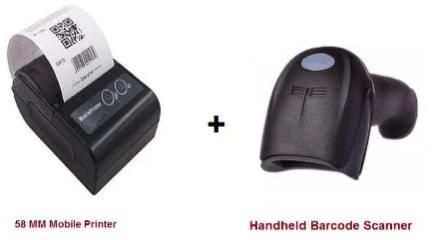 POS Thermal Mobile Printer With Handheld Barcode Scanner