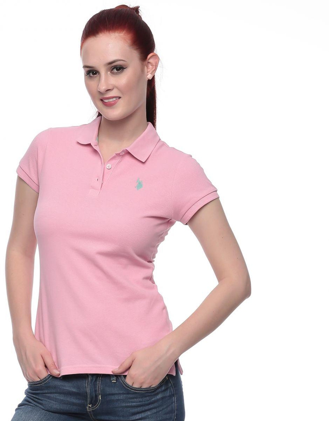 U.S. Polo Assn. 2132308N1CK-PSPK Polo Shirt for Women - XS, Pink/Green