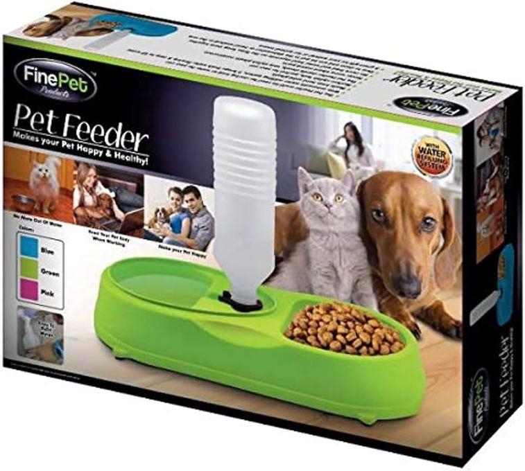 Fine Pet Feeder With 2 Eyes For Food And Water (Comes With Free Bottle)