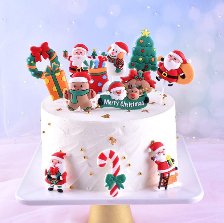 Merry Christmas Cupcake Topper Santa Claus Resin Cake Topper