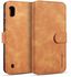 DG.MING Retro Oil Side Horizontal Flip Case For Galaxy A10, With Holder & Card Slots & Wallet (Brown)