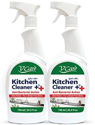 Vcare Kitchen Cleaner Trigger Spray Powerful, Anti Bacterial And Safe Solution For Sparkling Clean Surfaces In Your Kitchen 750Ml (Pack Of 2)