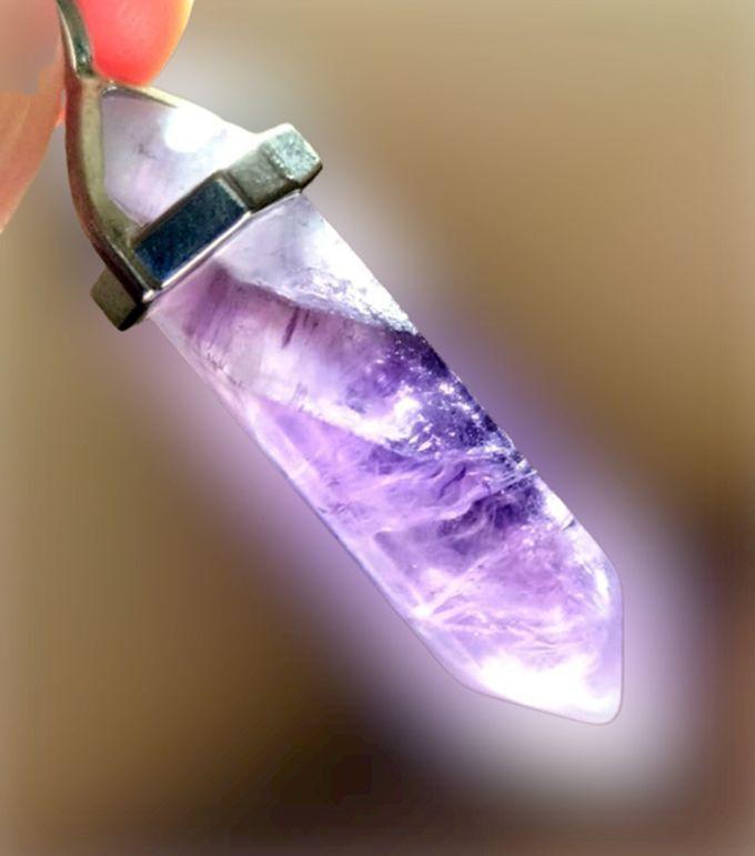 Sherif Gemstones Natural Stone Pendant Necklace ( Purple Amethyst)