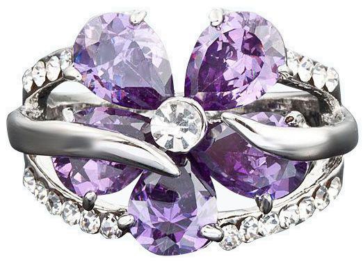 Stellux Austrian crystal purple flower design ring size 8