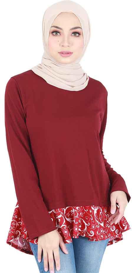 Kime Najwa Flared A Line Solid Blouse B20737 - 3 Sizes (3 Colors)