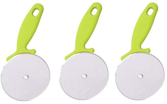 Stainless Steel Pizza Cutter With Plastic Handle - Green - 3Pcs