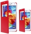 غطاء اس فيو ويندو جلدي قابل للطي بلون احمر لهواتف سامسونج جالاكسي S5 i9600 وG900