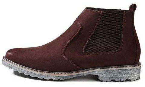 Tauntte Suede Leather Chelsea Boots Men Retro Martin Boots For Male Ankle Boots (Brown)