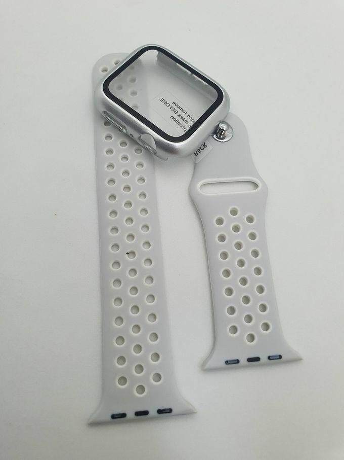 Band Silicon Strap Replacement & Case 2 In 1 For Apple Watch - 44mm - White/Grey