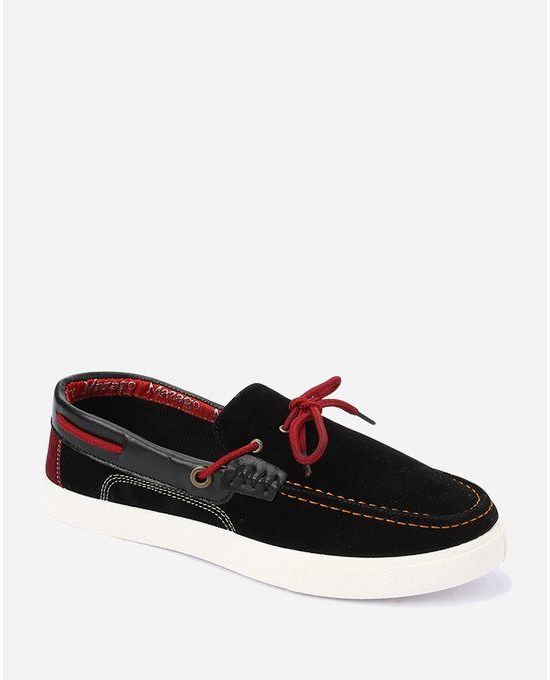 Dani Suede Casual Boat Shoes - Black