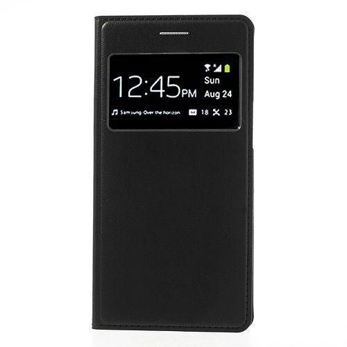Black  S-View Smart PU Leather Flip Battery Door Cover  & Screen Guard  Samsung Galaxy Grand 2 Duos G7102
