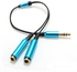 3.5mm Male to 3.5mm 2 Female Stereo Headphone Audio Splitter Cable Blue