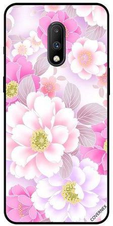 Protective Case Cover For OnePlus 7 Light Pink Floral Pattern