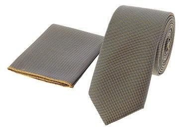 Slim Tie With Pocket Square Gold