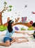 ملصق جداري لغرفة نوم الأطفال كاواي مصنوع من البولي فينيل كلوريد برسمة غابة كبيرة وجسر تعبر عليه الحيوانات متعدد الألوان