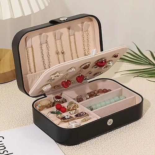 Cosmetic Organizer Portable Jewelry Box Travel Jewelry Storage Bracelet Earring Jewelry Storage Box Organizer Jewelry Bags (Black)