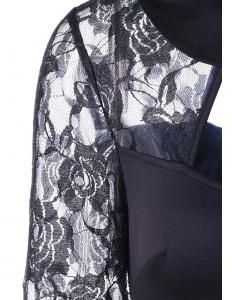 Vintage Cut Out Lace Sleeve A Line Dress - Black - 2xl