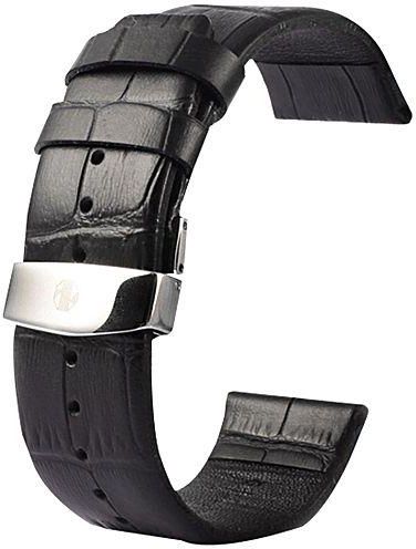 Sunsky Kakapi For Apple Watch 42mm Crocodile Texture Double Buckle Genuine Leather Watchband, Only Used In Conjunction With Connectors (s-aw-3293)(black)