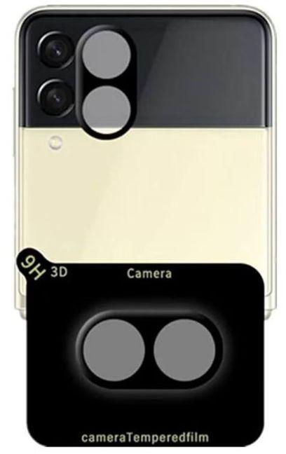 واقي عدسة الكاميرا من الزجاج المقوى ثلاثي الأبعاد [لا يؤثر على التصوير] مقاوم للخدش لموبايل -0- اسود ( Samsung Galaxy Z Flip4 )