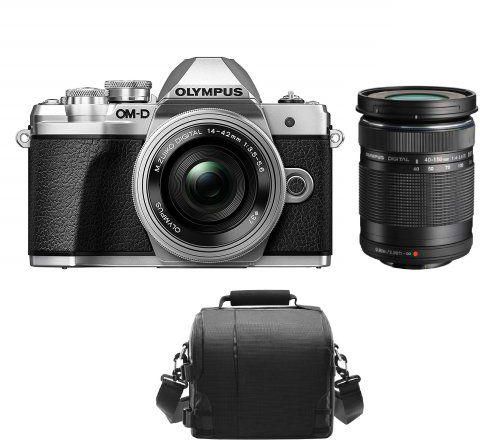 Olympus OLYMPUS E-M10 III Silver TWIN KIT 14-42mm F3.5-5.6 EZ ED Silver 40-150mm F4-5.6R Black + Camera Bag