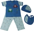Sarah Kids 20 Set of 4 Pieces Outfit for Boys - White and Light Blue, 0 - 3 Months