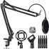 InnoGear Microphone Stand for Blue Yeti Adjustable Suspension Boom Scissor Arm Stand with 3/8"to 5/8" Screw Adapter Shock Mount Windscreen Pop Filter Mic Clip Holder Cable Ties, Medium/black