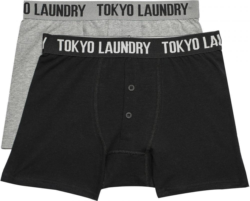Tokyo Laundry 1P7457 72A Port Douglas 2 Pack Boxers for Men, Black/Grey