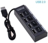 4Port USB 2.0）USB 3.0 Hub 5Gbps High Speed Multi USB Splitter 3 Hab Use Power Adapter 4/7 Port Multiple Expander Hub With Switch For PC Laptop