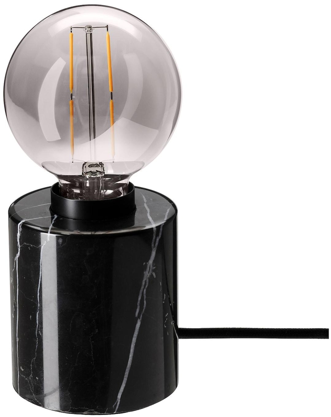 MARKFROST / MOLNART Table lamp with light bulb - marble black/grey clear glass 95 mm