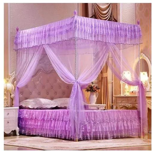 5 By 6 Purple Mosquito Net With Portable Metallic Stand