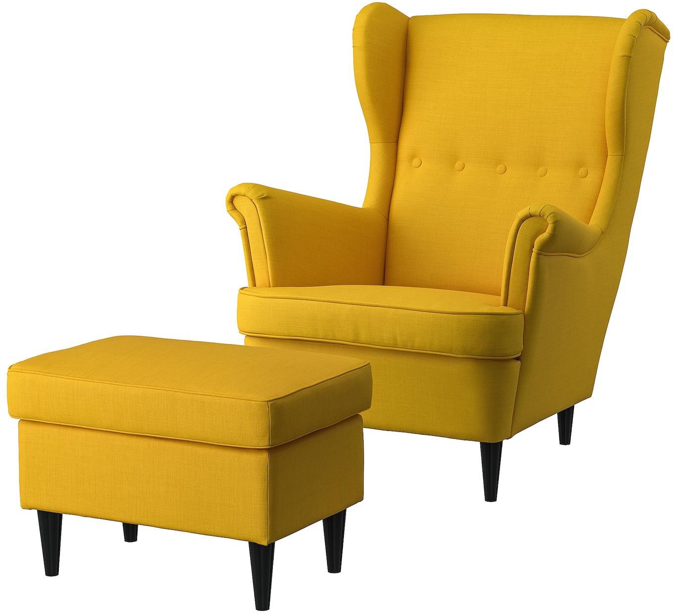 STRANDMON Armchair and footstool - Skiftebo yellow