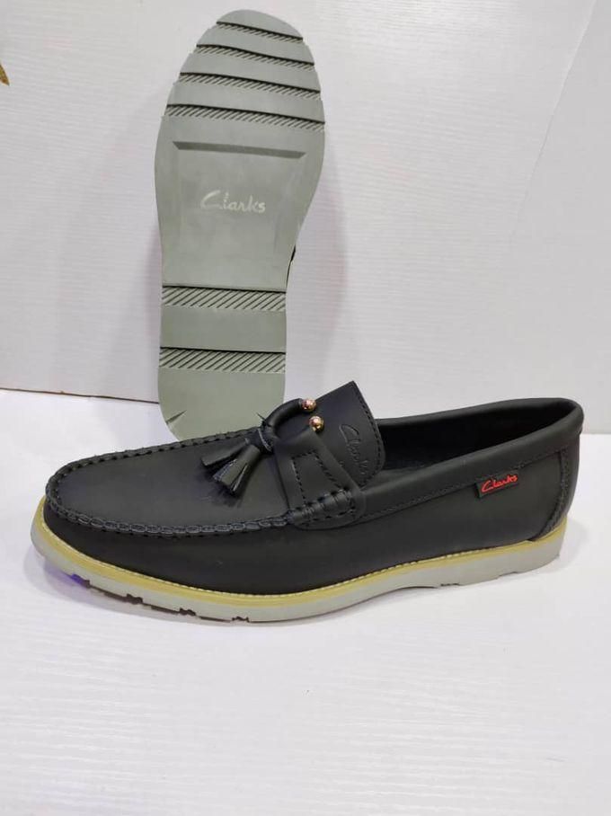 Clarks Men Leather Slip On Loafers Shoe-Black
