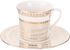 Get Lotus Dream Porcelain Tea Cup Set, 12 Pieces - White Gold with best offers | Raneen.com