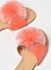 Thread Pom-Pom Detail Strap Flat Sandals Coral