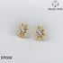 3Diamonds Flower Shape Gold Plated Earring With Zircon Lobes-high Quality