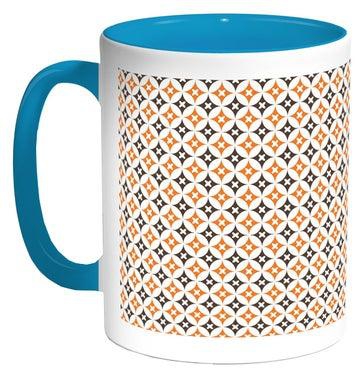 Printed Coffee Mug Turquoise/White/Orange